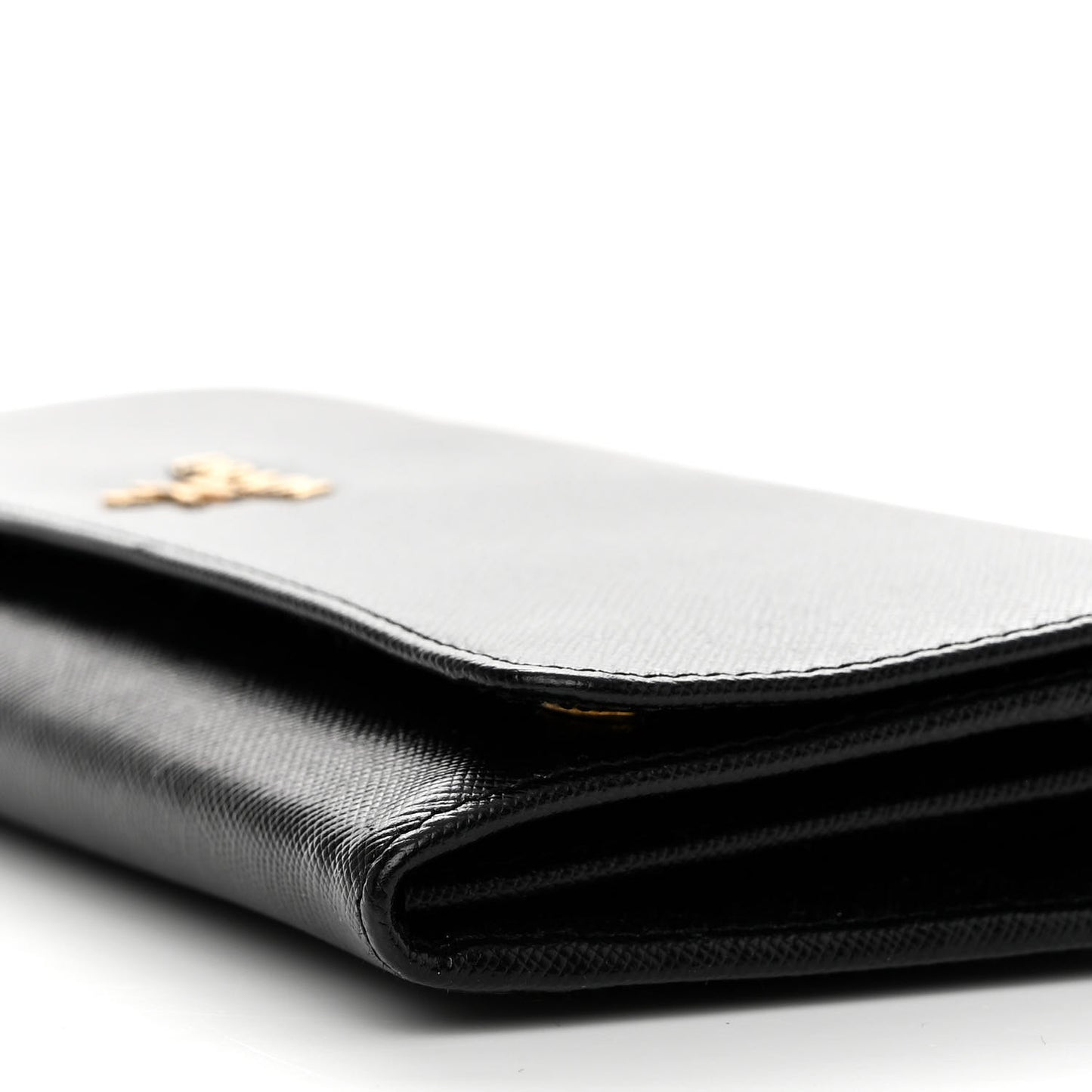 Saffiano Metal Oro Chain Wallet Black