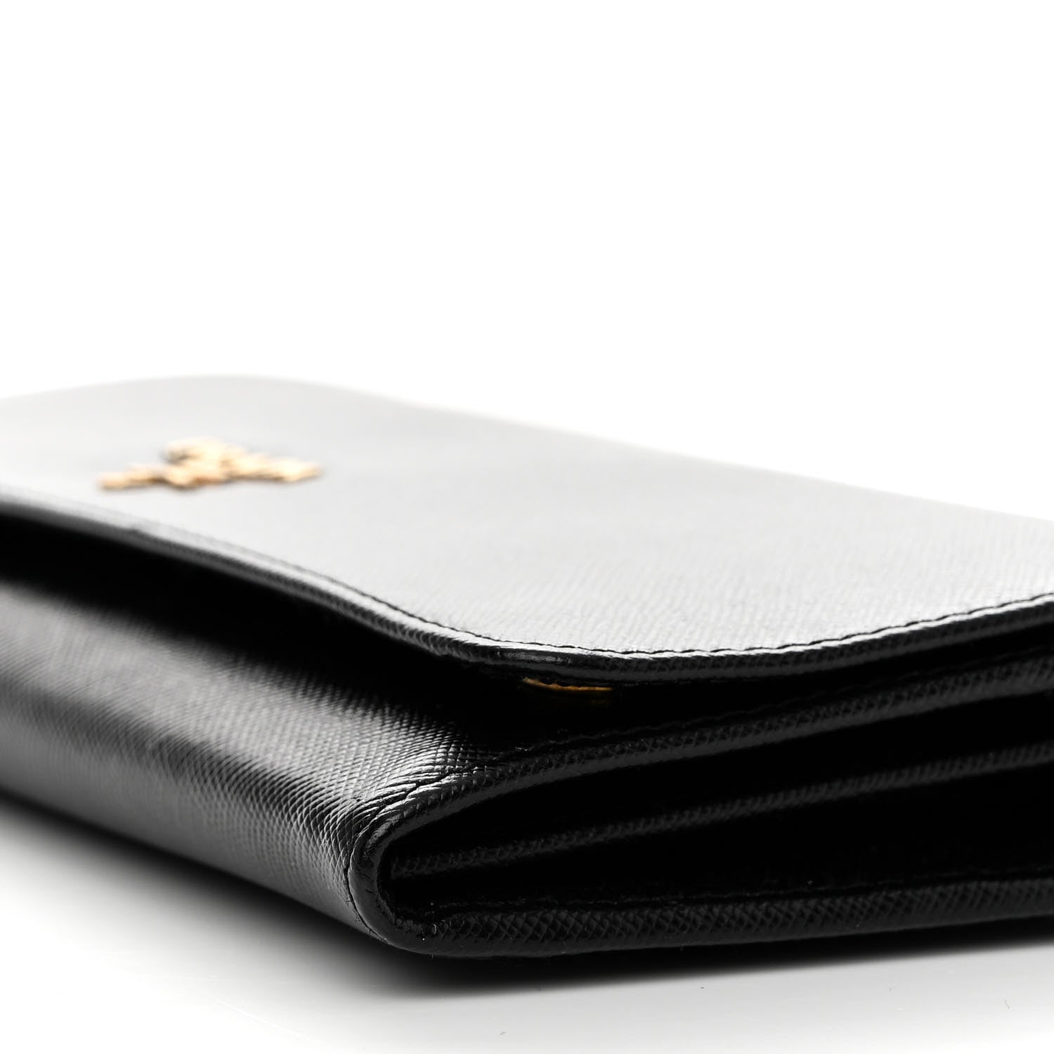 Prada Saffiano Metal Oro Chain Wallet Black 10 of 10