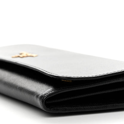 Prada Saffiano Metal Oro Chain Wallet Black 10 of 10