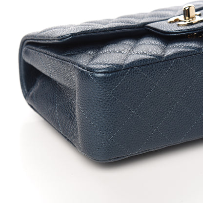 Chanel Iridescent Caviar Quilted Mini Rectangular Flap Dark Blue 7 of 10
