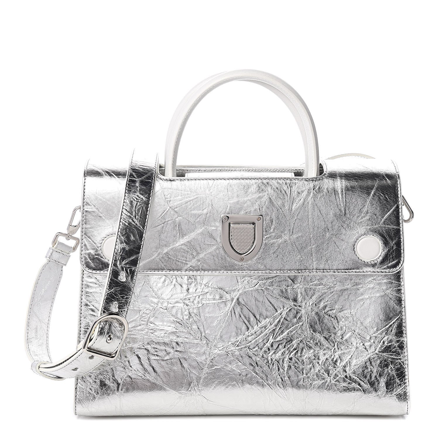 Christian Dior Metallic Calfskin Medium Diorever Flap Silver 1 of 10