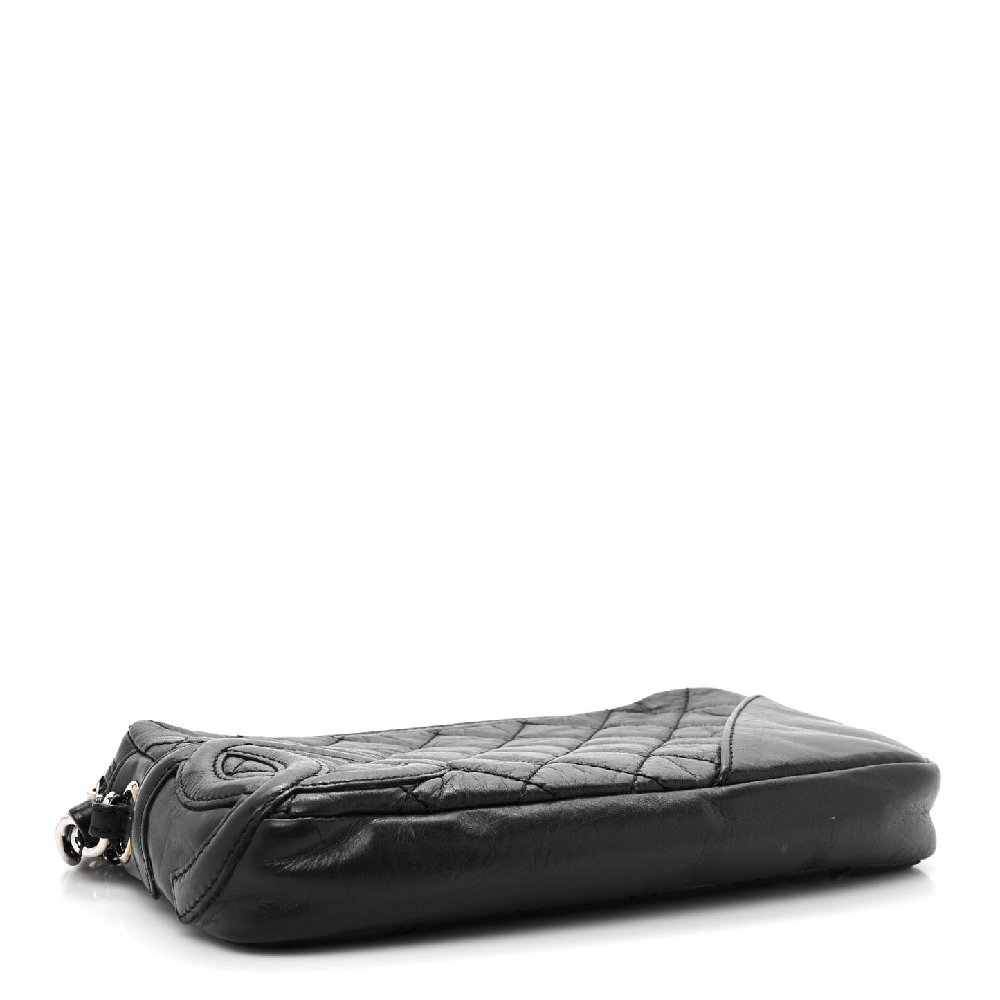 Aged Calfskin Quilted Cambon Pochette Black