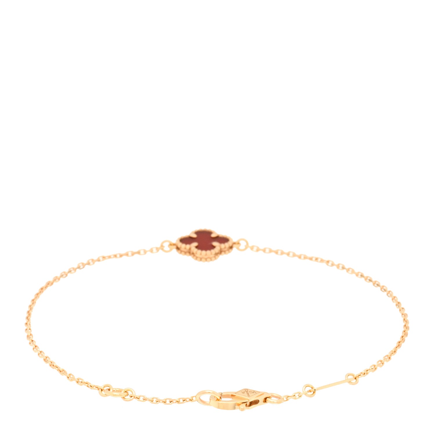 Van Cleef & Arpels 18K Rose Gold Carnelian Sweet Alhambra Bracelet 2 of 3