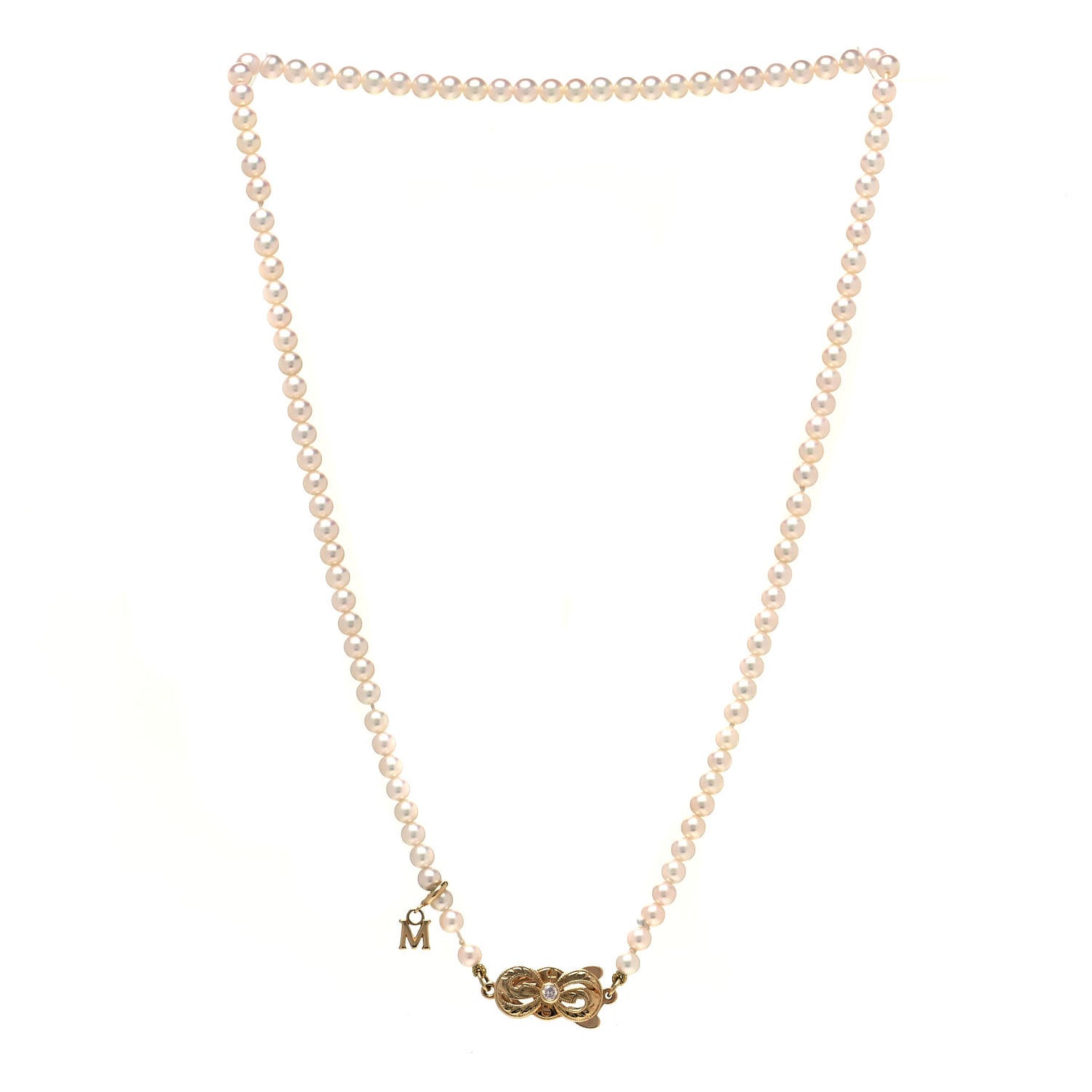 18K Yellow Gold Akoya Pearl 3.5-4mm Strand Necklace