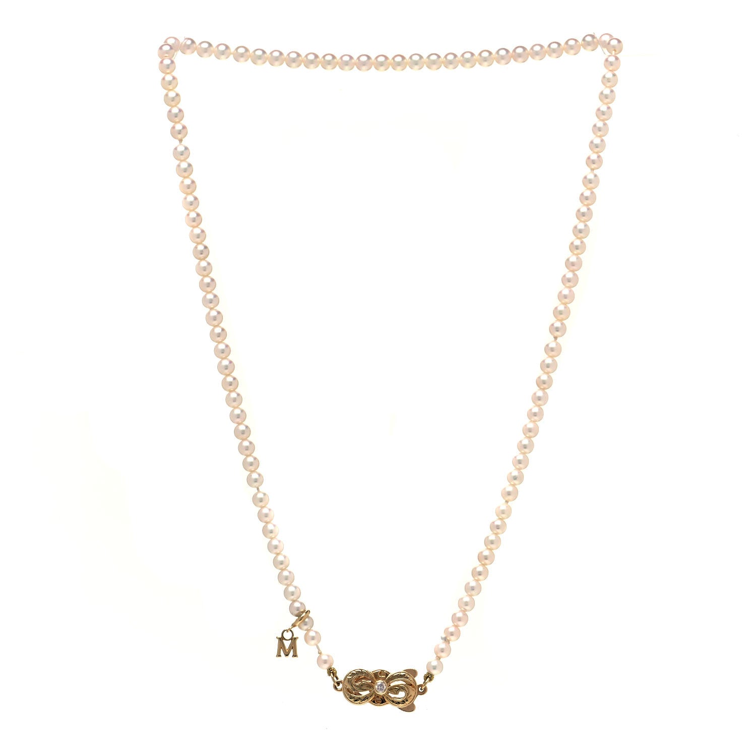 Mikimoto 18K Yellow Gold Akoya Pearl 3.5-4mm Strand Necklace 3 of 4
