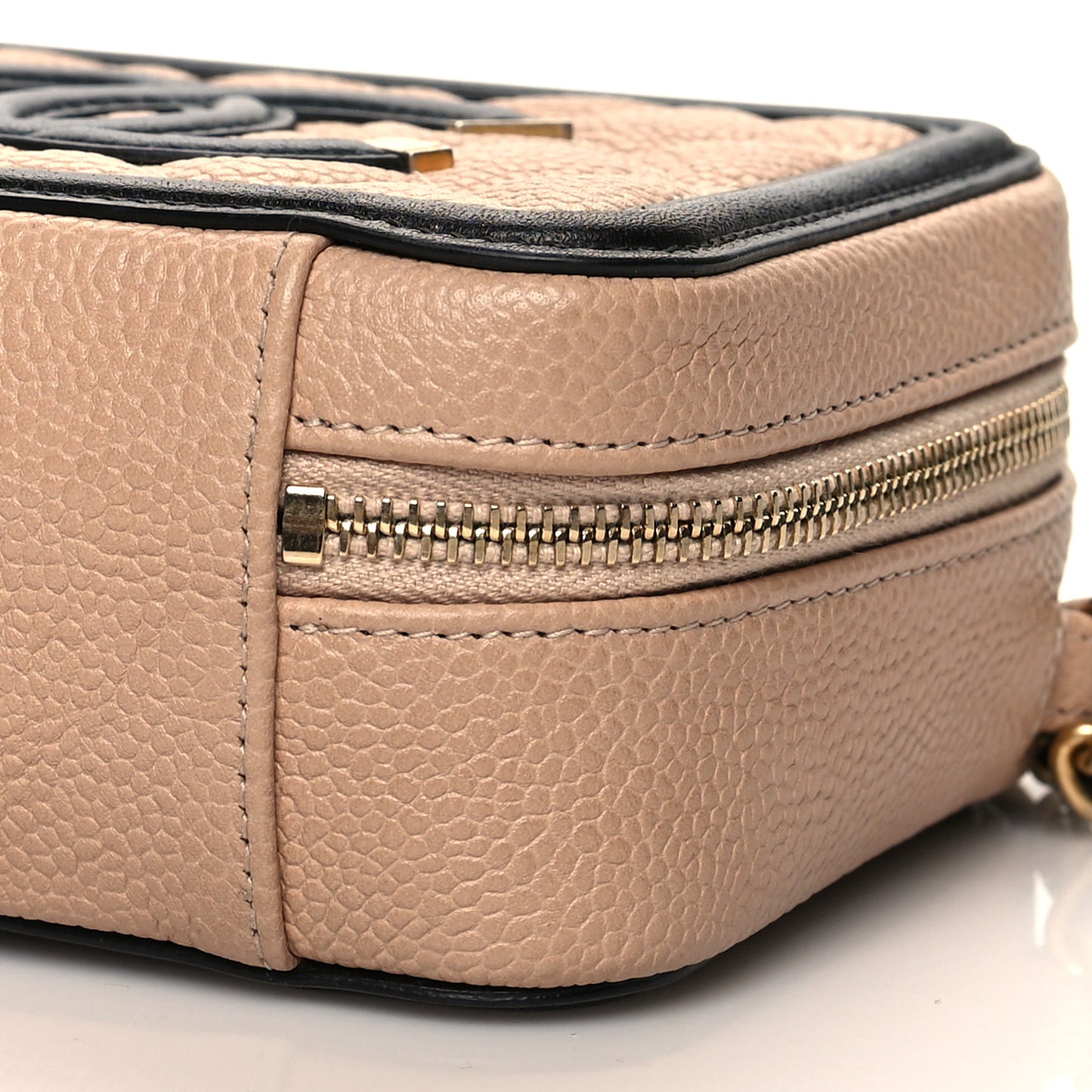 Caviar Quilted CC Filigree Vanity Clutch With Chain Beige Black