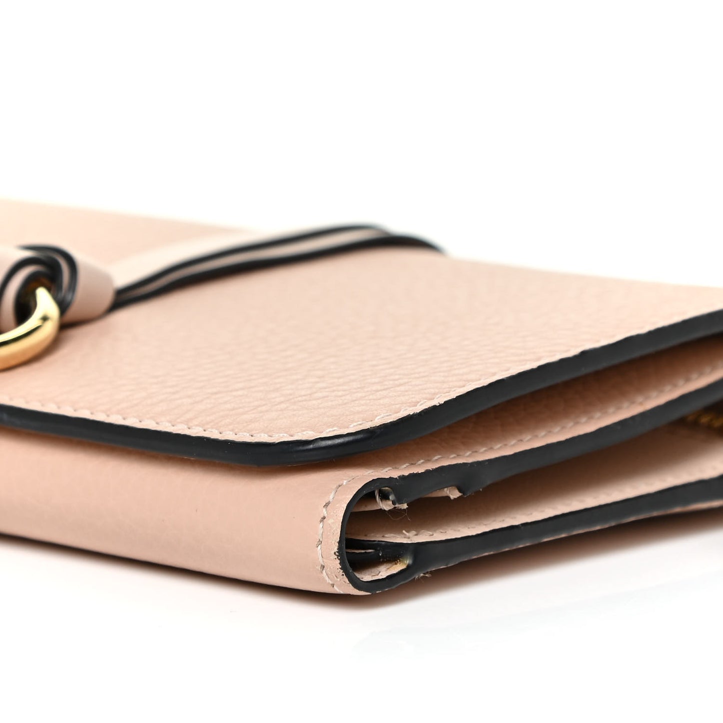 Calfskin Alphabet Compact Wallet Blush Nude