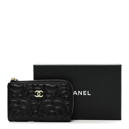Chanel Caviar Camellia Embossed Key Holder Case Black 8 of 8