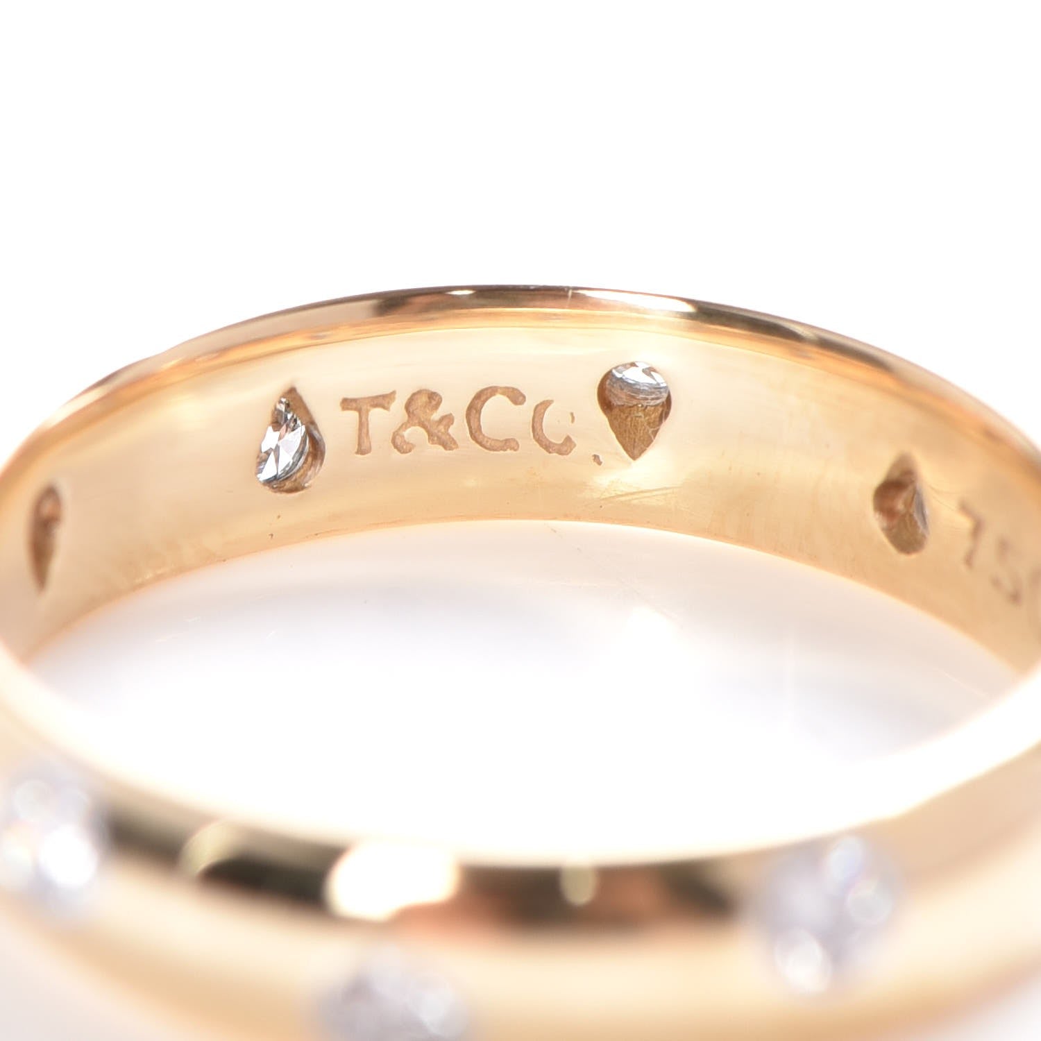 Tiffany 18K Yellow Gold Platinum Diamond Etoile Band Ring 49 5 4 of 7