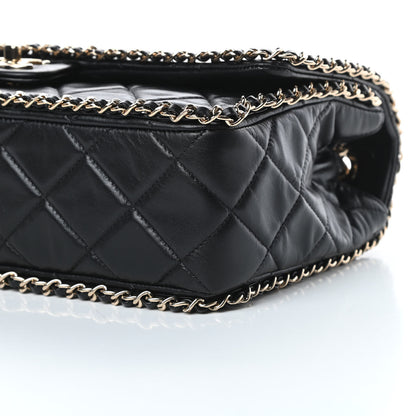Chanel Crumpled Calfskin Quilted Large Chain All Over Flap Bag Black 11 of 12