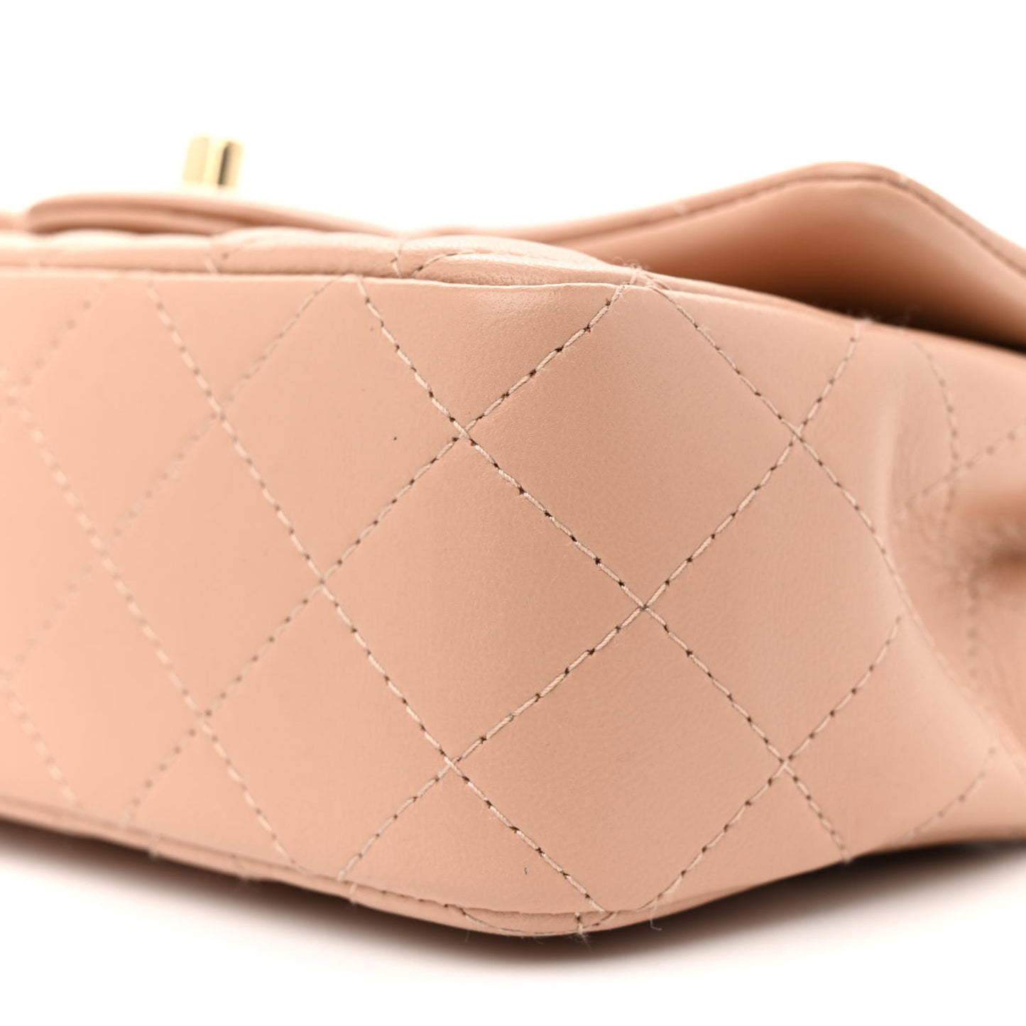 Lambskin Quilted Mini Rectangular Flap Beige
