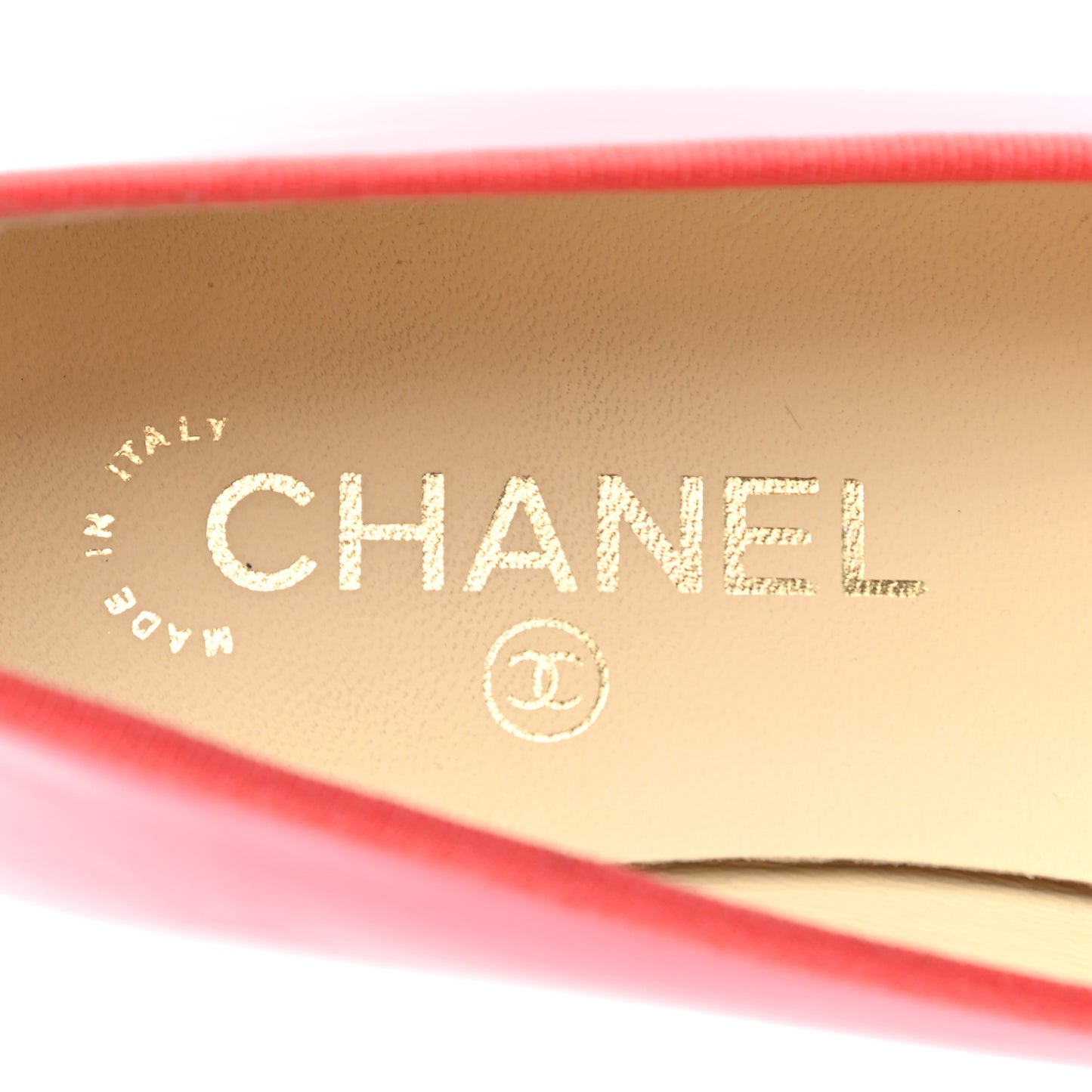 Patent Calfskin CC Cap Toe Ballerina Flats 37.5 Red