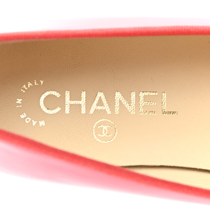 Chanel Patent Calfskin CC Cap Toe Ballerina Flats 37.5 Red 6 of 9