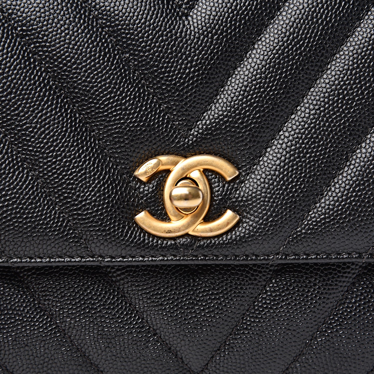 Chanel Caviar Chevron Quilted Mini Coco Handle Flap Black 8 of 10