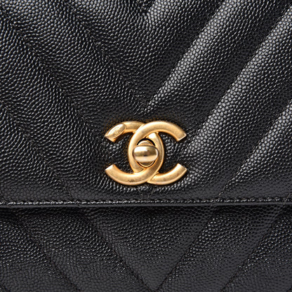 Chanel Caviar Chevron Quilted Mini Coco Handle Flap Black 8 of 10