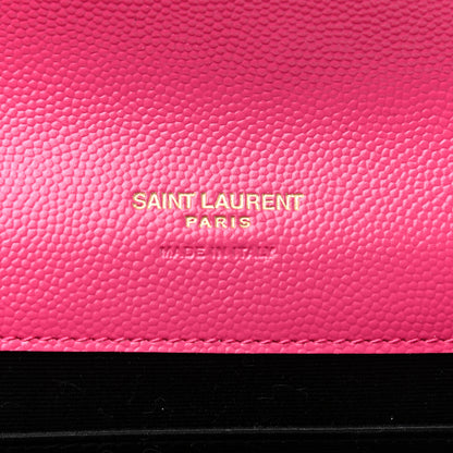 Saint Laurent Grain De Poudre Matelasse Chevron Monogram Envelope Clutch Fuxia Couture 6 of 9