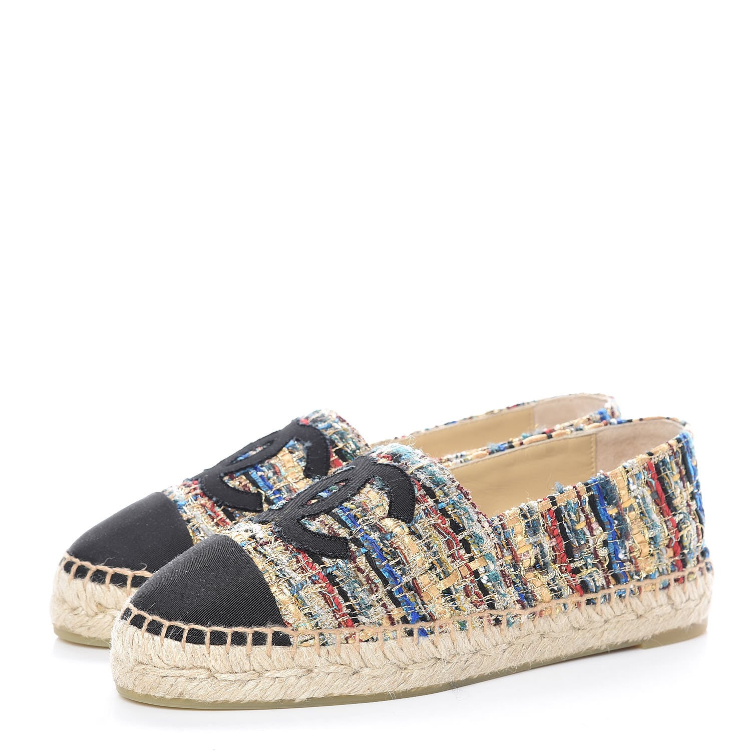 Chanel Tweed Grosgrain CC Espadrilles 36 Multicolor 3 of 10