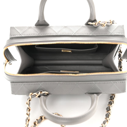 Chanel Calfskin Quilted Studded Square Vanity Case Grey 5 of 10