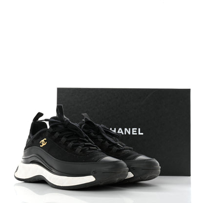 Chanel Velvet Calfskin Mixed Fibers CC Sneakers 39 Black 9 of 9