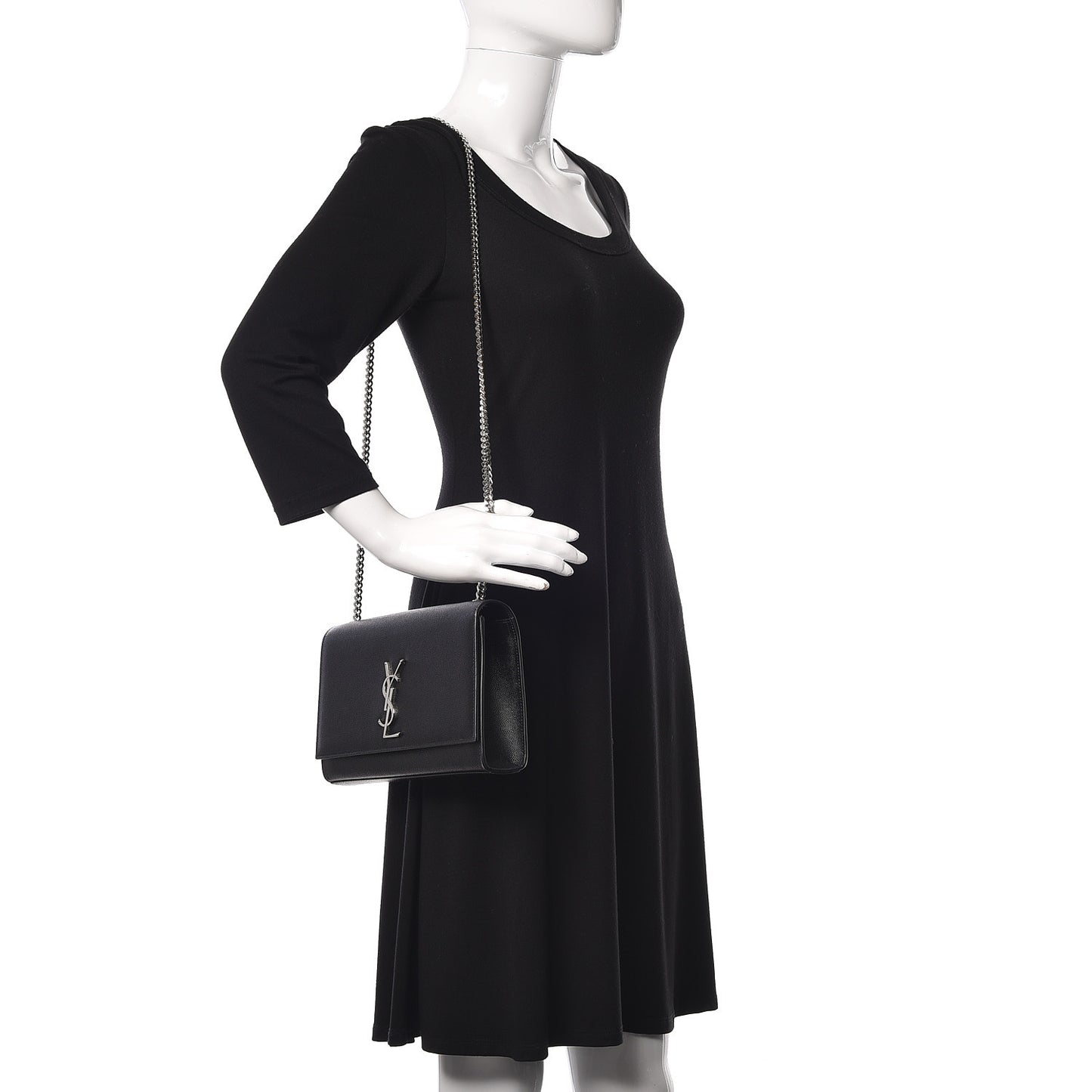 Grain De Poudre Medium Classic Monogram Kate Satchel Black