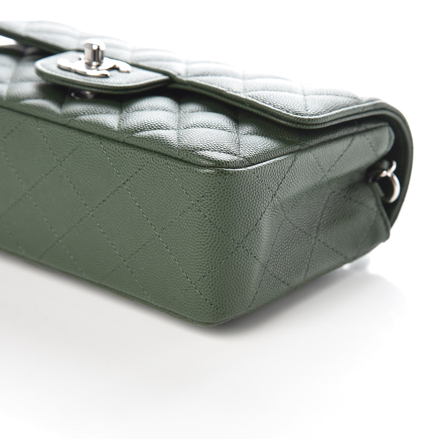 Chanel Caviar Quilted Mini Rectangular Flap Dark Green 6 of 9