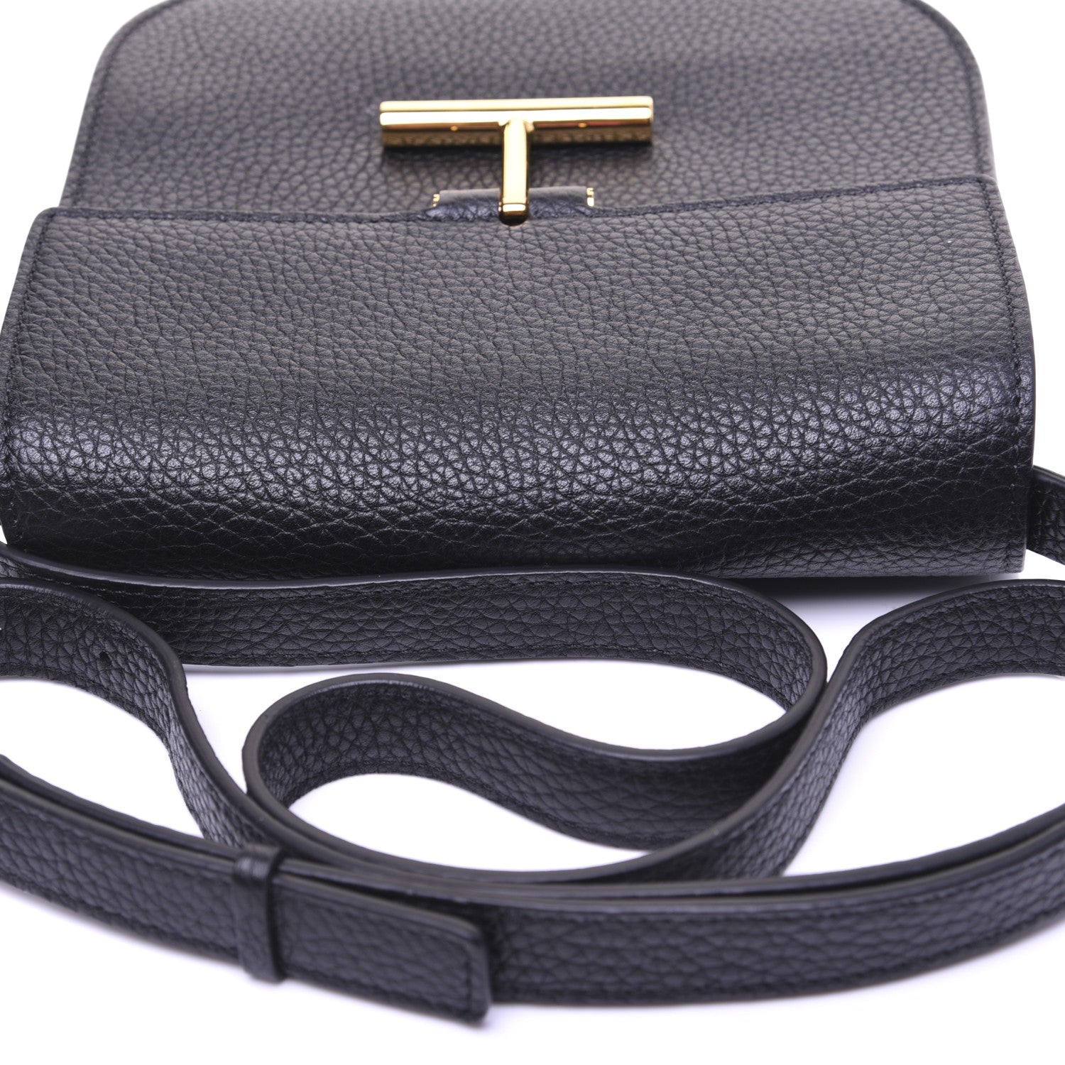 Tom Ford Grained Calfskin Small T Clasp Tara Crossbody Bag Black 12 of 13