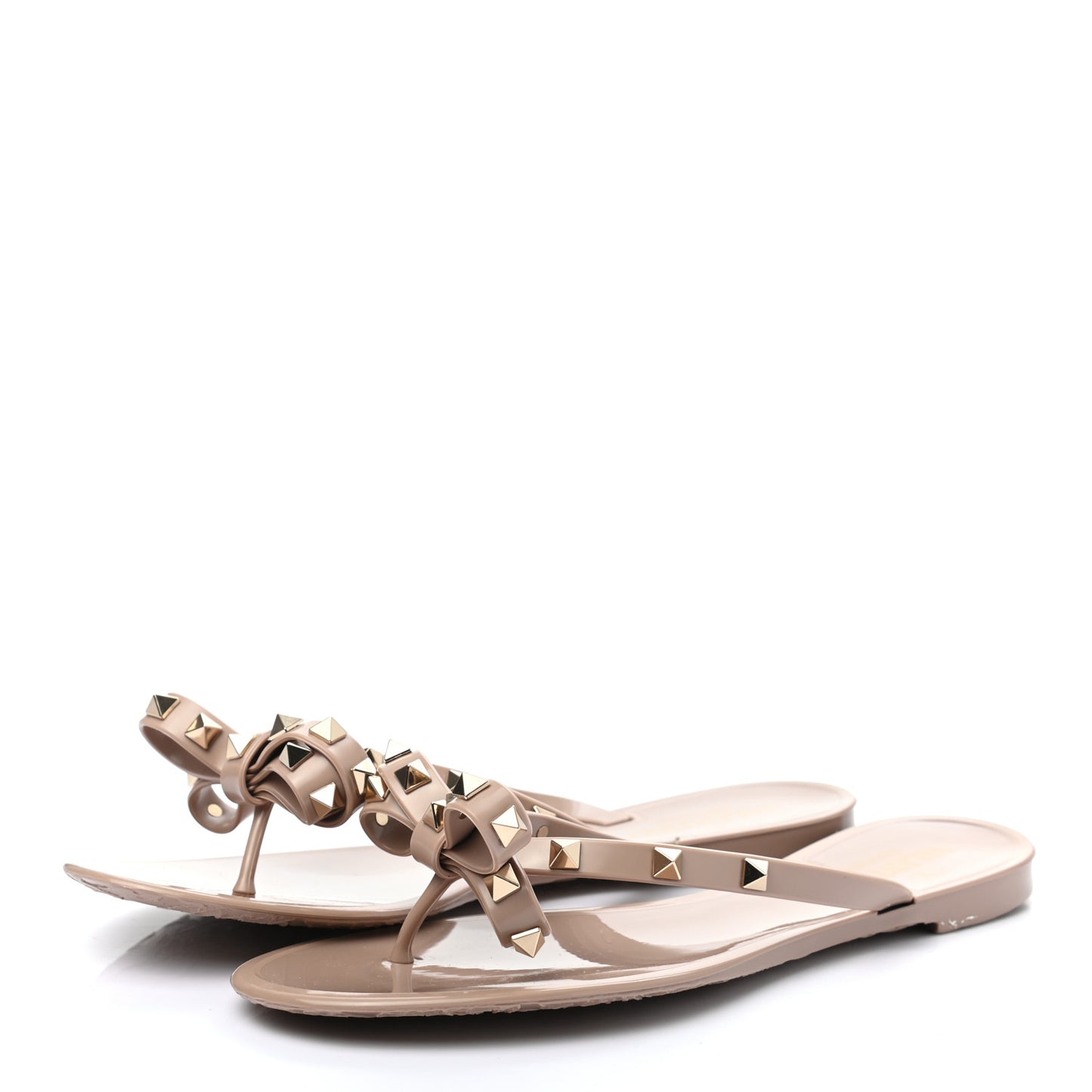 PVC Jelly Rockstud Bow Thong Sandals 39 Poudre