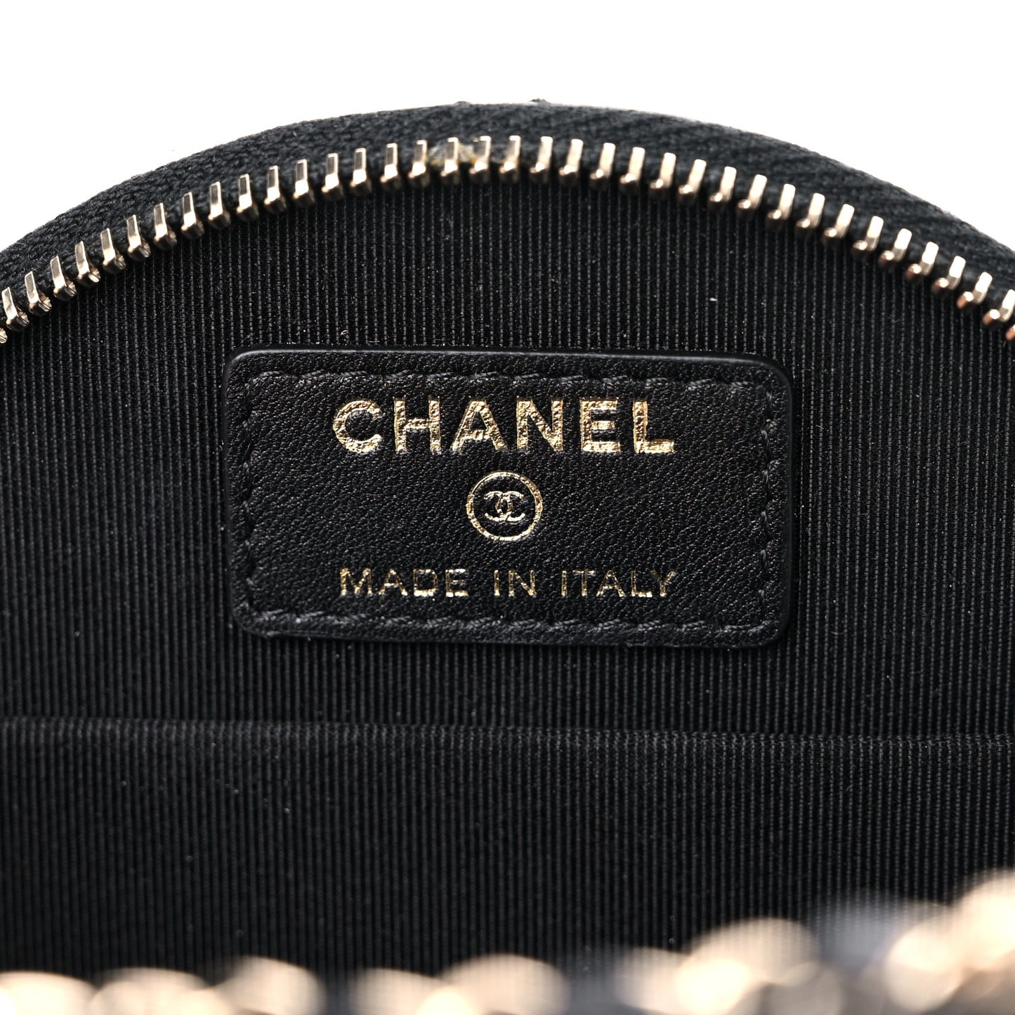 Caviar Quilted Round Handle With Care Vanity With Chain Black