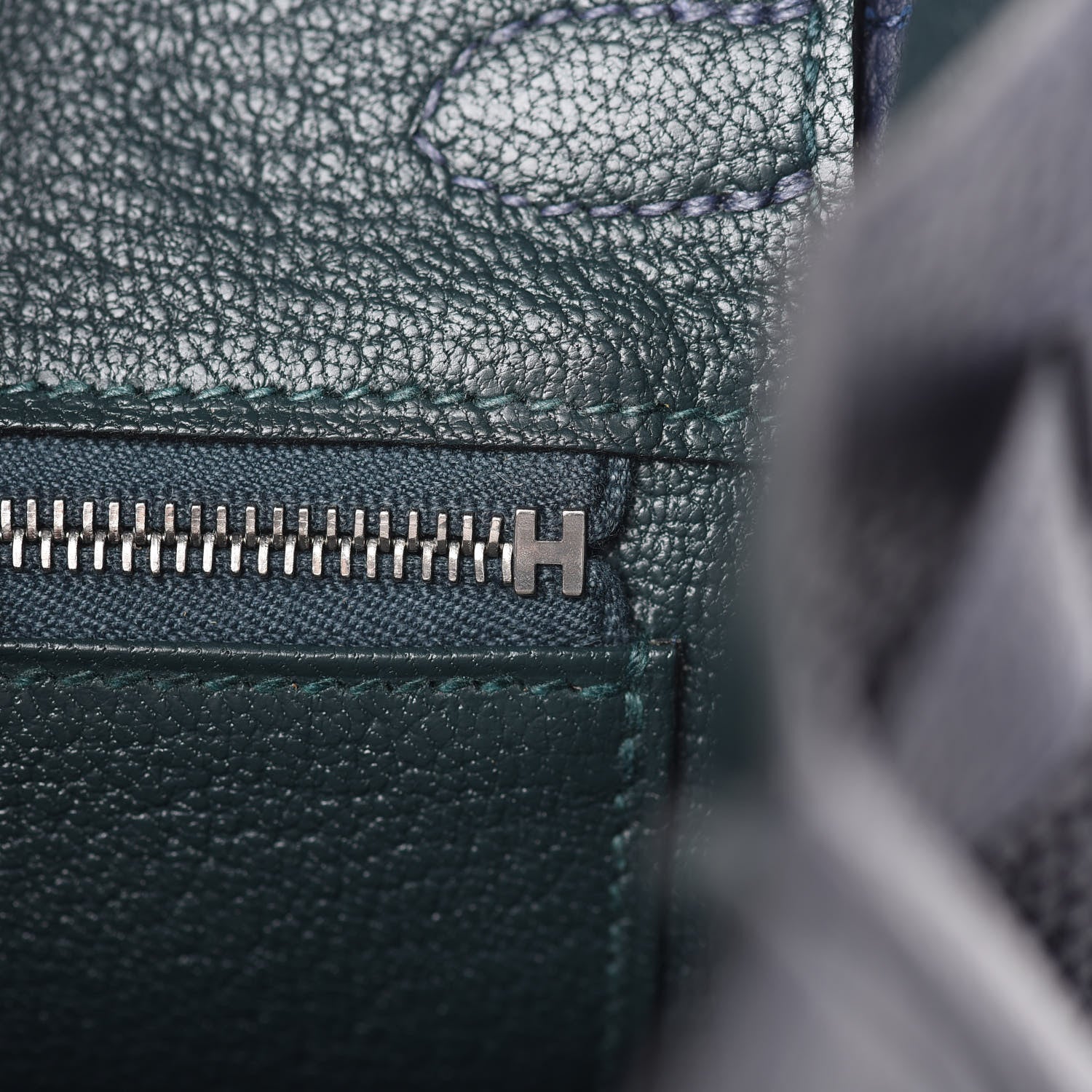 Hermes Togo Swift Officier Birkin 25 Bleu Nuit Vert Cypress 17 of 35
