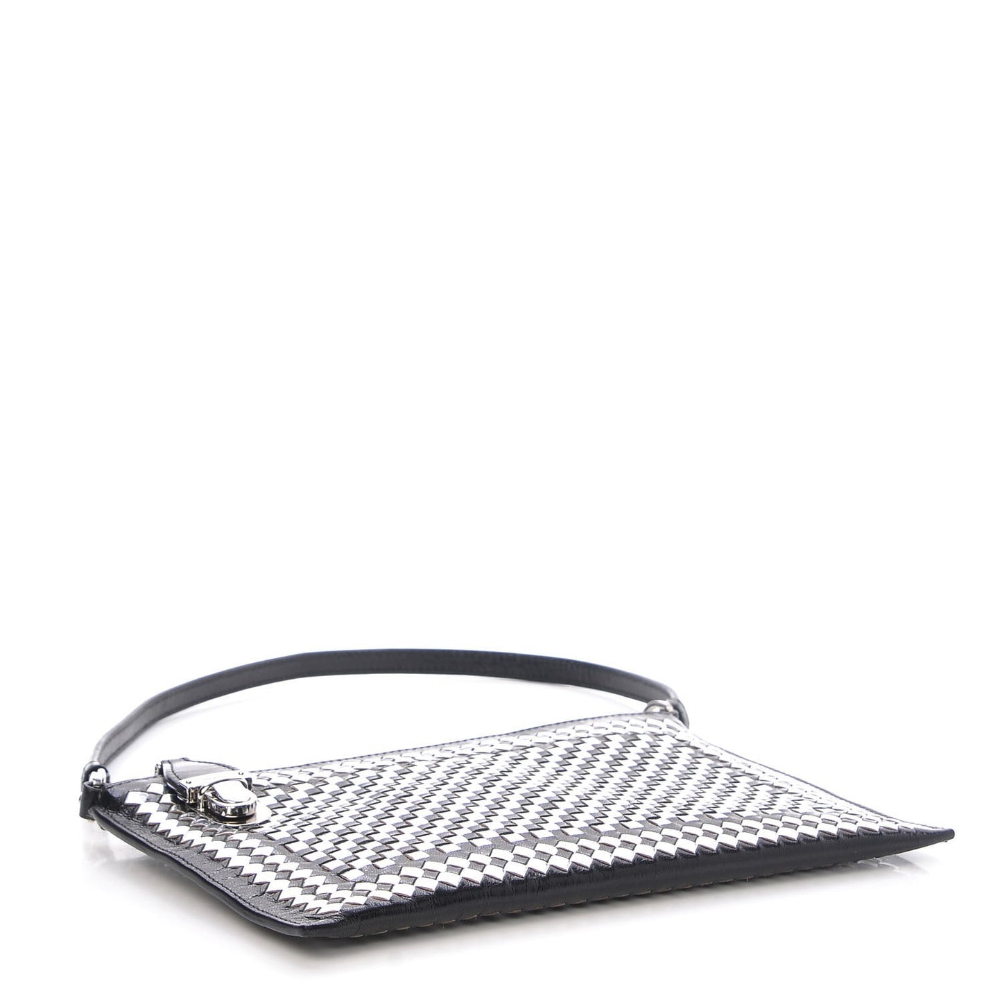 Goatskin Woven Pochette Black Argento