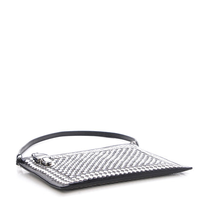 Prada Goatskin Woven Pochette Black Argento 4 of 7