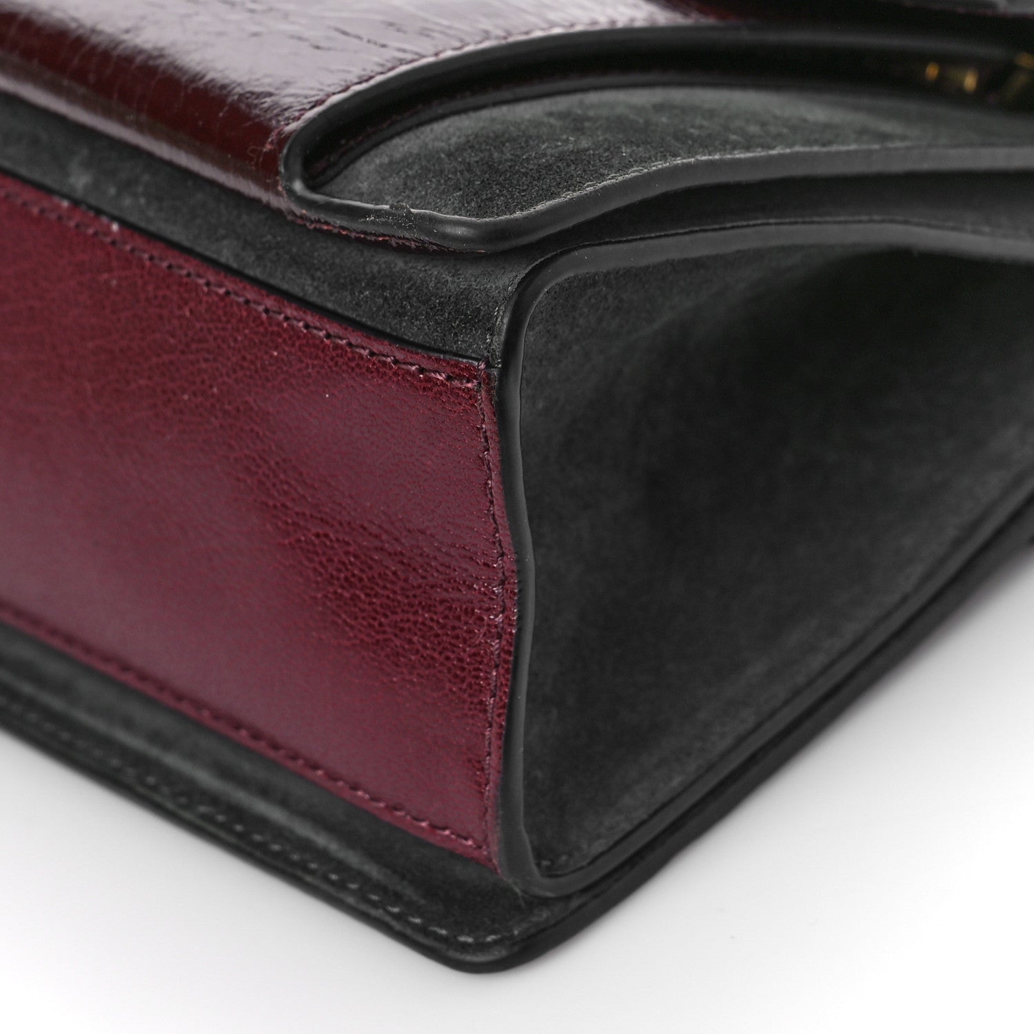 Givenchy Crinkled Patent Deerskin Suede Small GV3 Shoulder Bag Aubergine Graphite 8 of 8