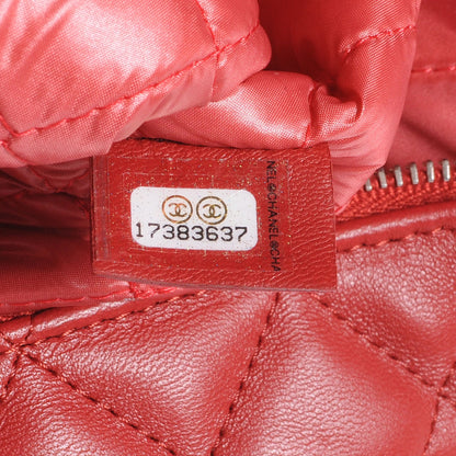 Chanel Lambskin Quilted Large Cosmetic Case Rouge 8 of 9