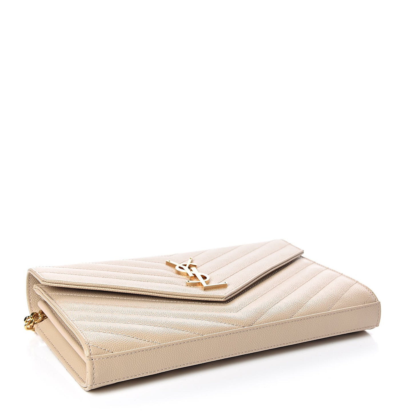 Grain De Poudre Matelasse Chevron Monogram Chain Wallet Nude Powder