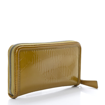 Burberry Patent Check Emboosed Large Zip Around Wallet Yellow 3 of 10
