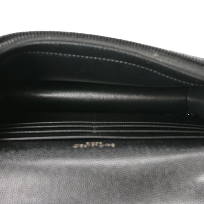 Saint Laurent Grain De Poudre Matelasse Chevron Monogram Monochrome Envelope Chain Wallet Black 5 of 10