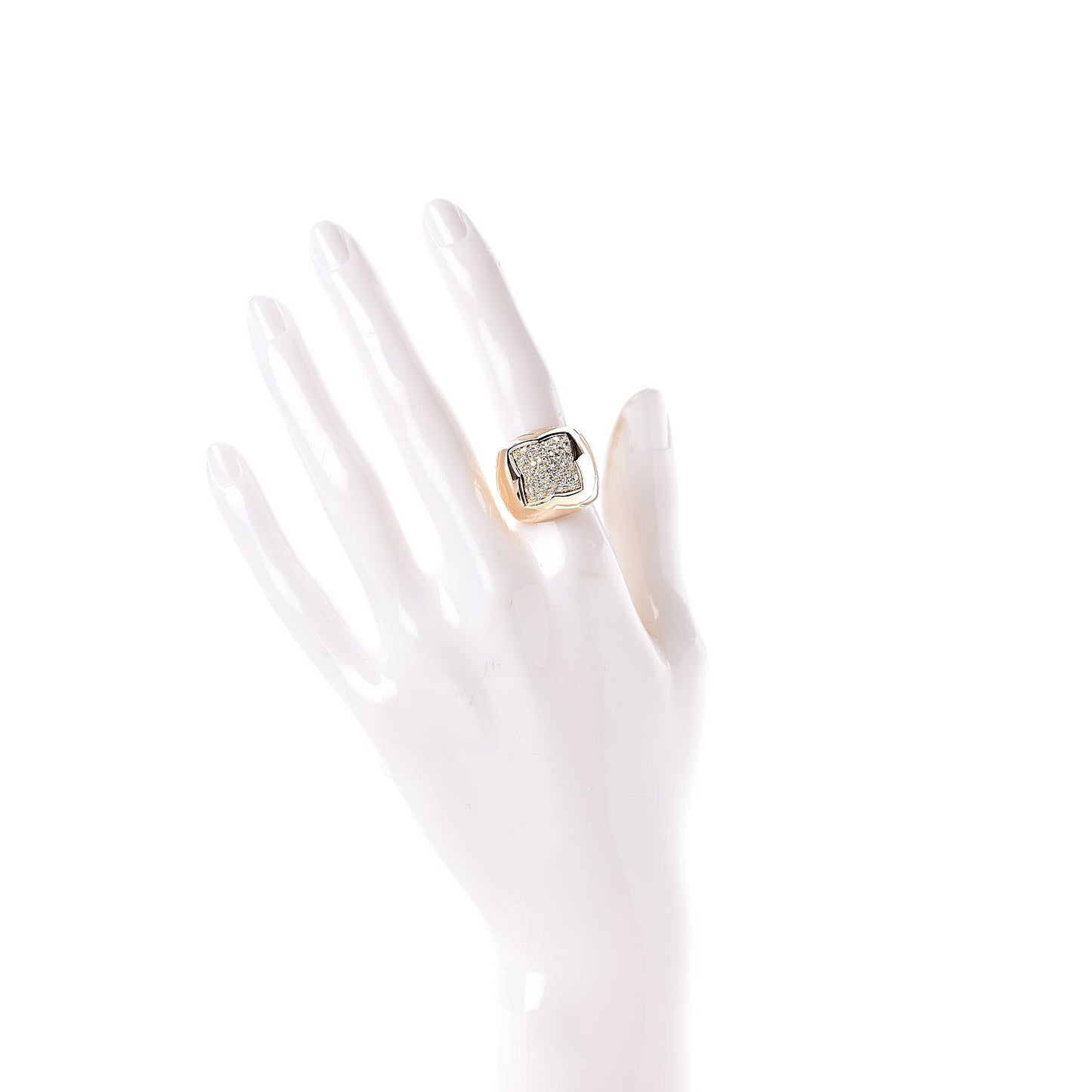 18K Yellow Gold Diamond Pyramid Ring 50 5.25