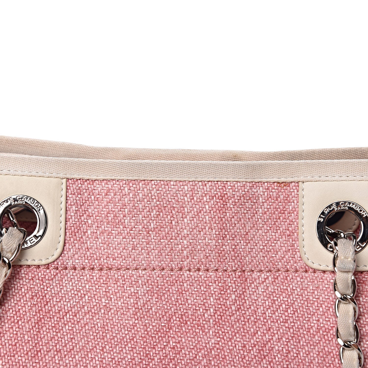 Chanel Woven Straw Raffia Small Deauville Tote Pink 13 of 17