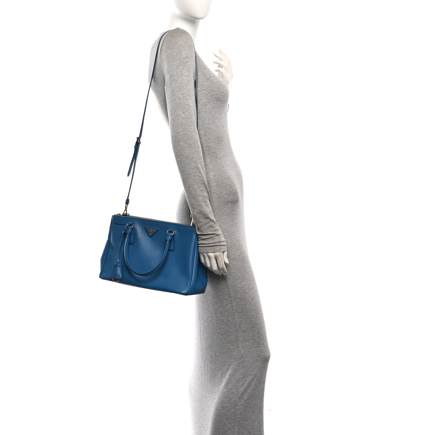 Saffiano Small Galleria Double Zip Tote Cobalto