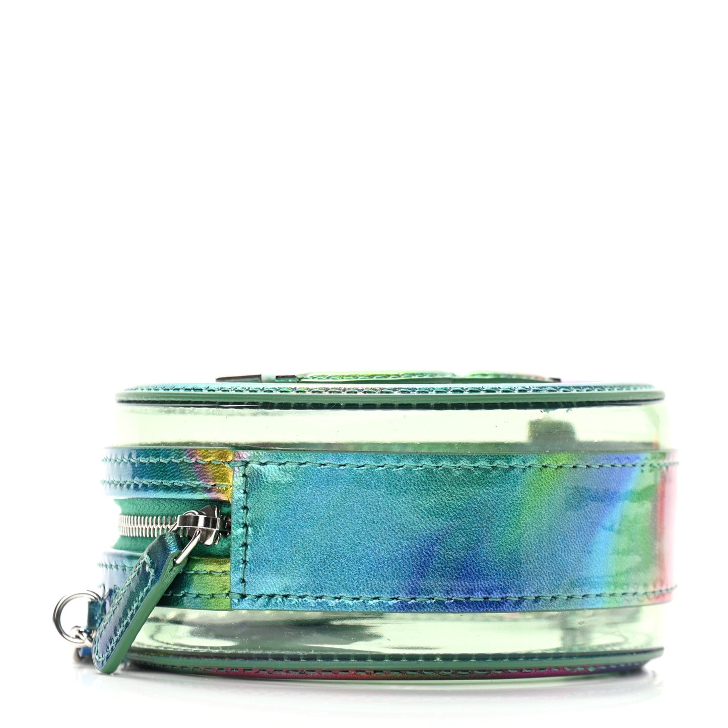 PVC Calfskin Lambskin Quilted Round Filigree Clutch With Chain Green