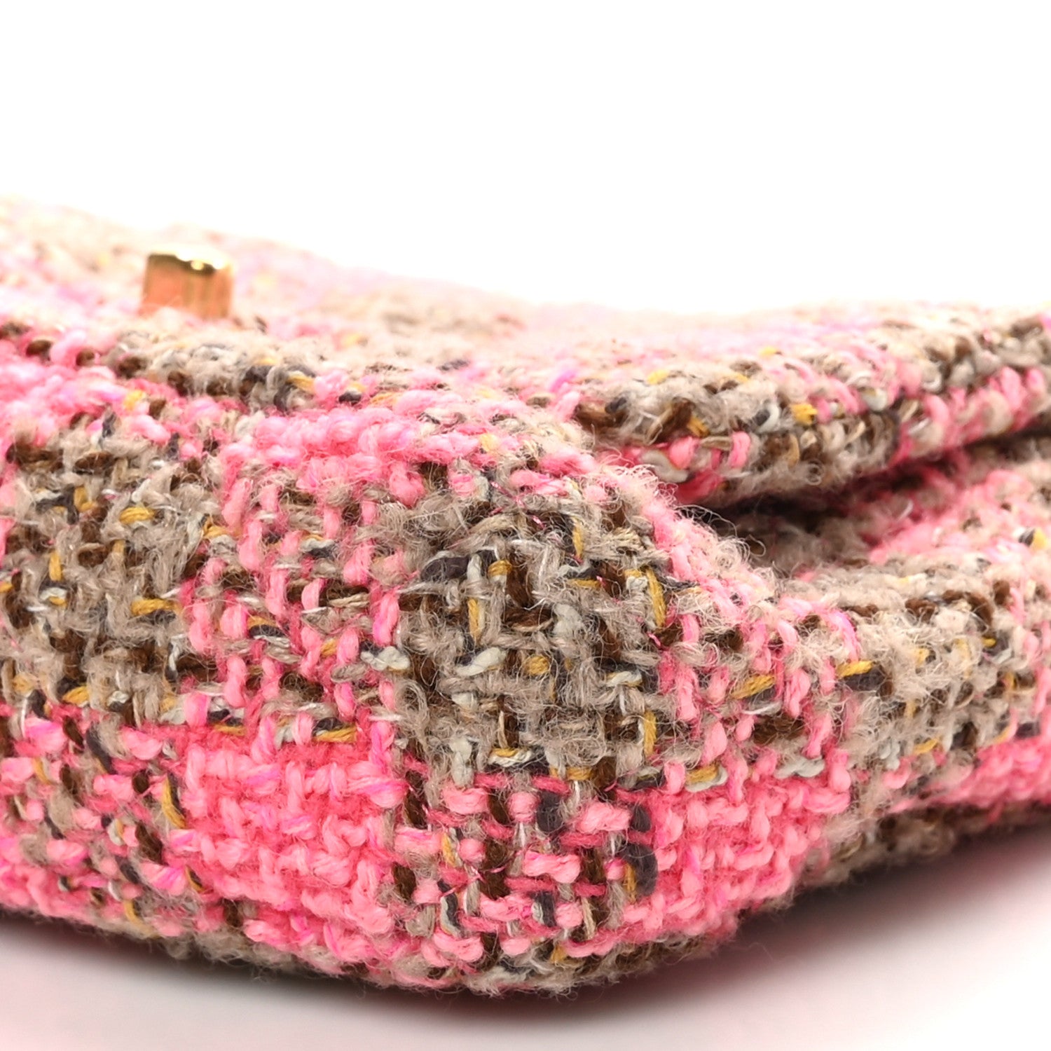 Chanel Wool Tweed Quilted Small Elegant Chain Flap Pink Brown 10 of 10