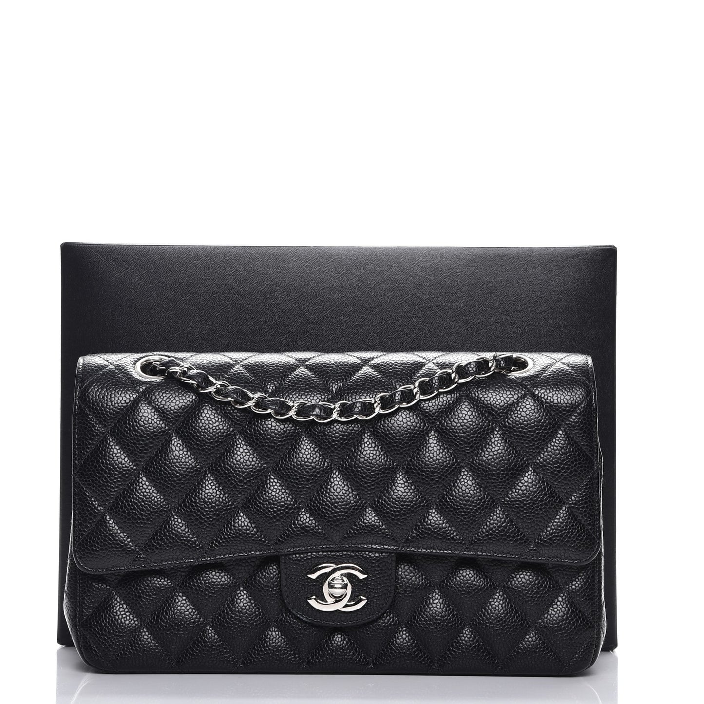 Caviar Quilted Medium Double Flap Black