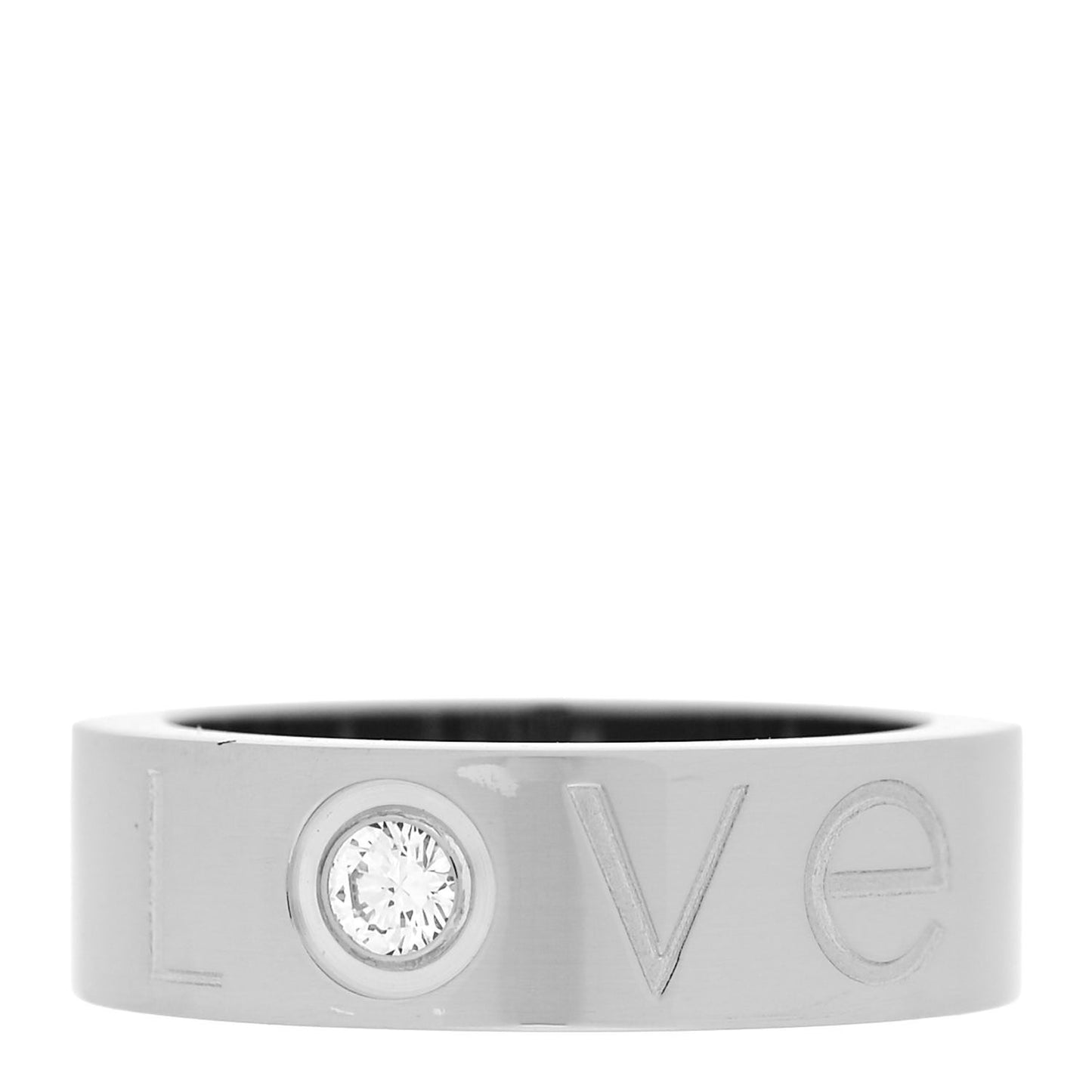 18K White Gold Diamond 5.5mm Christmas LOVE Ring 46 3.75