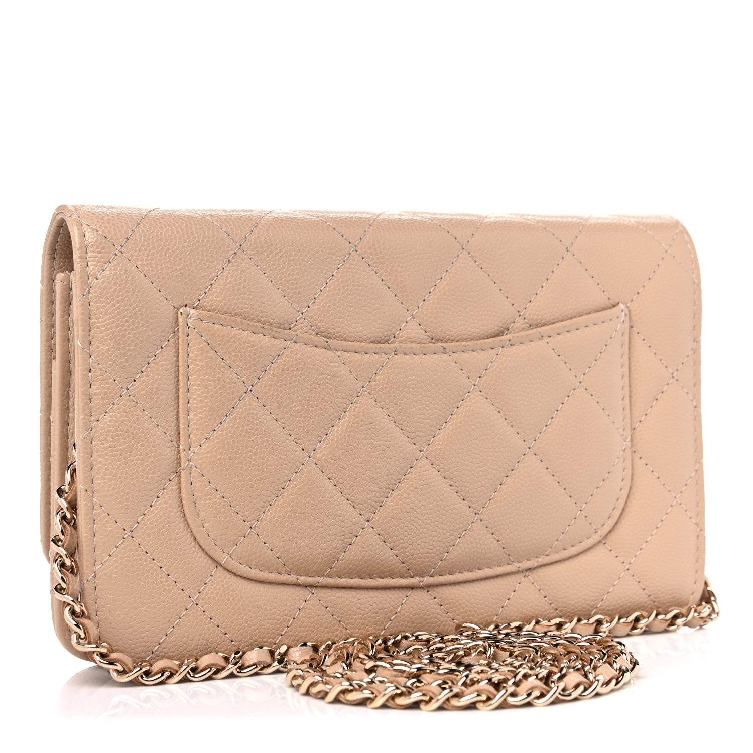 Chanel Caviar Quilted Wallet On Chain WOC Beige 3 of 12