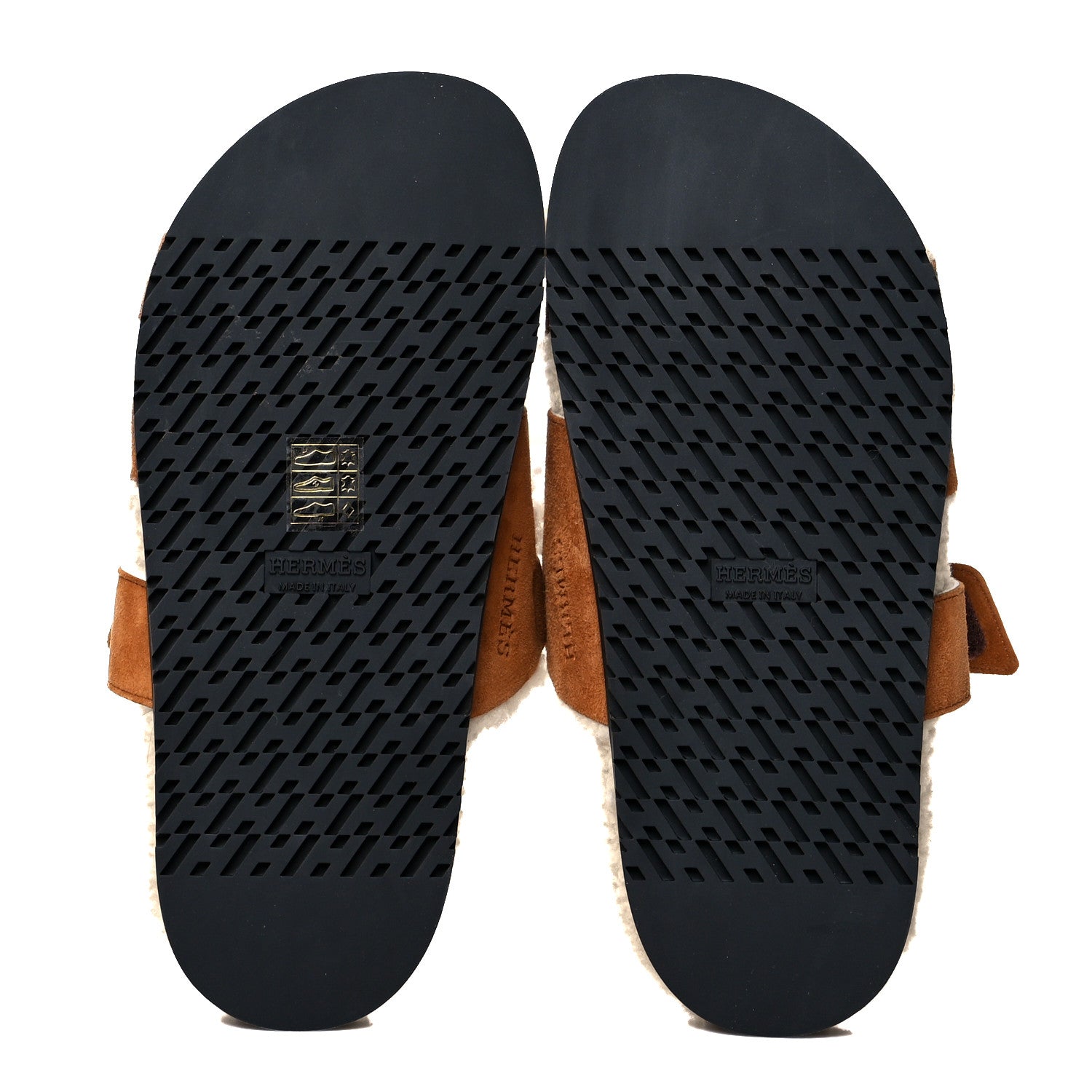 Hermes Suede Goatskin Woolskin Womens Chypre Sandals 36 Brun Fume Ecru 5 of 8