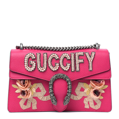Gucci Pebbled Calfskin Embellished Guccify Small Dionysus Shoulder Bag Rosa 1 of 4