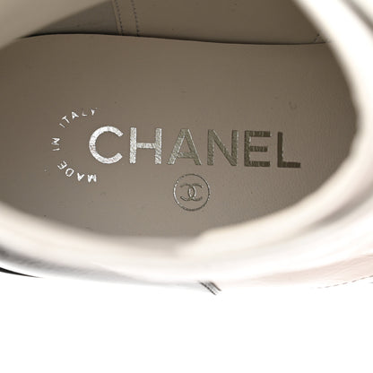 Chanel Distressed Patent Cap Toe Combat Boots 40 White Black 7 of 8