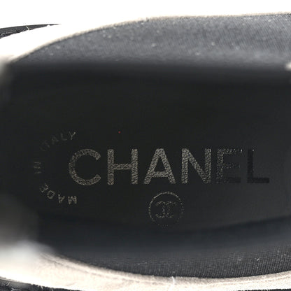 Chanel Suede Calfskin Grossgrain Cap Toe CC Ankle Boots 37.5 Light 37.5 Grey Black 8 of 9