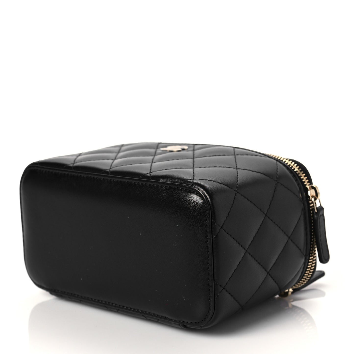 Lambskin Quilted Small Vanity Case With Chain Black