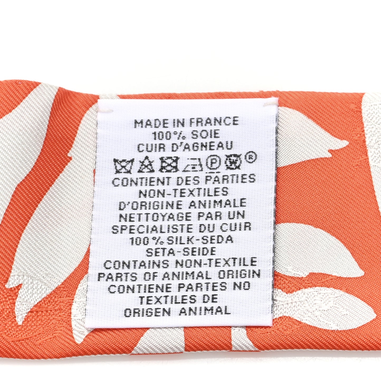 Silk Calfskin Bouquet Final Fringed Twilly Orange Gris Perle Vermillion
